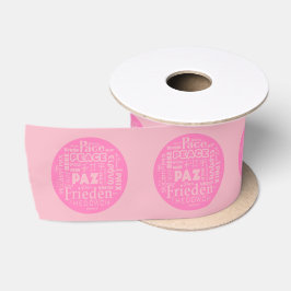 Wide Satin pink Ribbon Multi-Sprache Frieden Satinband
