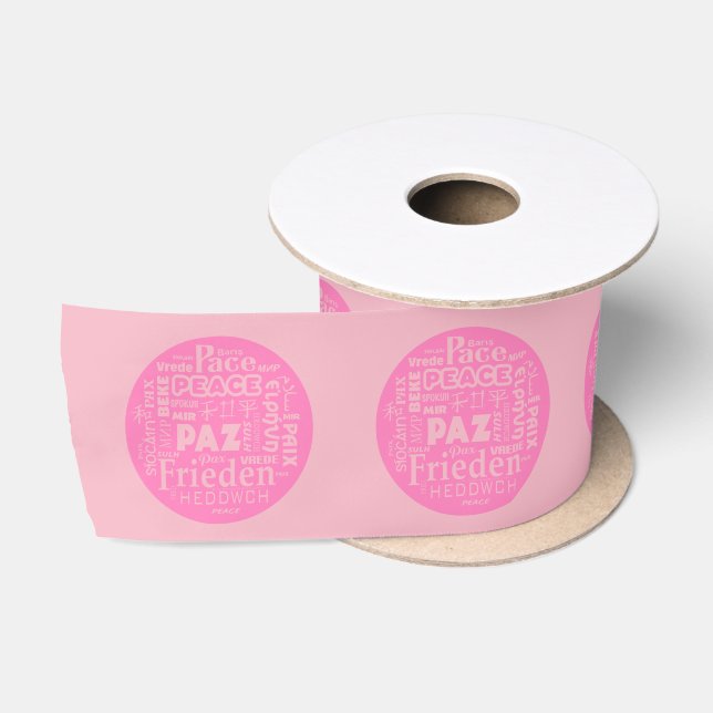 Wide Satin pink Ribbon Multi-Sprache Frieden Satinband (Spule)