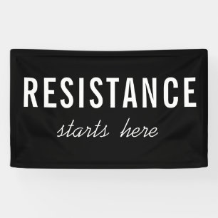 Widerstand beginnt hier mit politischem Protest-Mä Banner