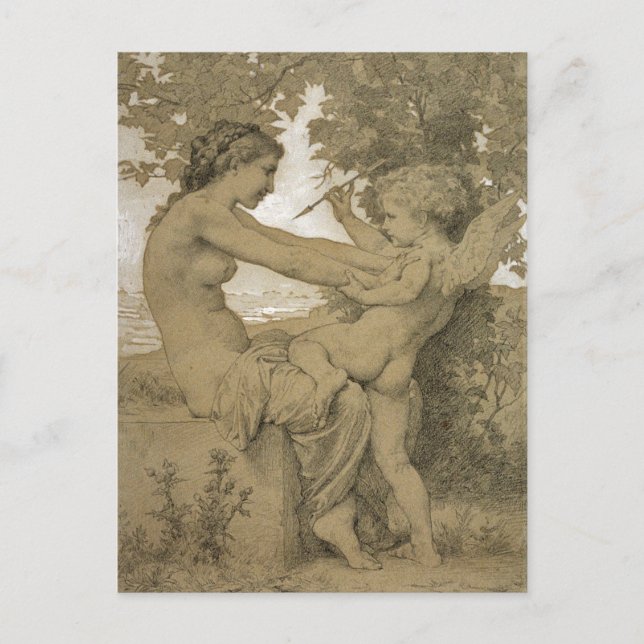 Widerstand der Liebe gegen Bouguereau Postkarte (Vorderseite)