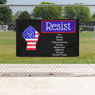 Widerstand Donald Trump, LIes, Oligarchie, Rassism Banner