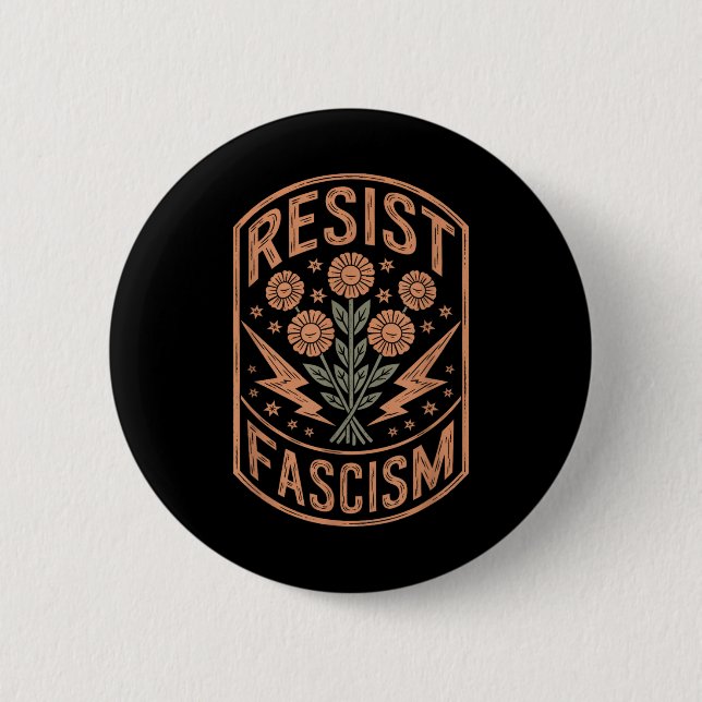 Widerstand gegen den Faschismus Protest Trump gege Button (Vorderseite)
