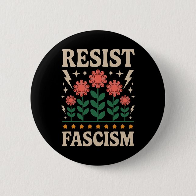 Widerstand gegen den Faschismus Protest Trump gege Button (Vorderseite)