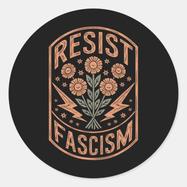 Widerstand gegen den Faschismus Protest Trump gege Runder Aufkleber (Vorderseite)