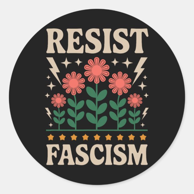 Widerstand gegen den Faschismus Protest Trump gege Runder Aufkleber (Vorderseite)