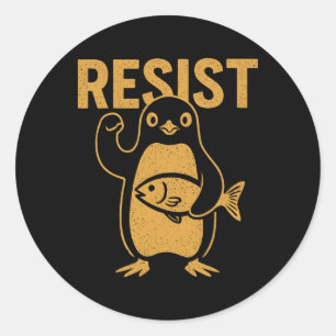 Widerstand gegen Rebellen Pinguin Protest gegen Zö Runder Aufkleber