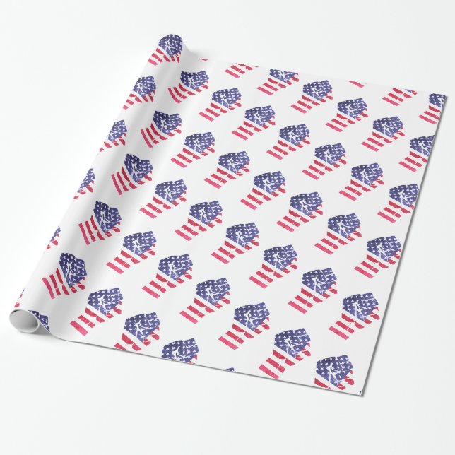 Widerstand gegen Trump: Fist amerikanischer Flag-D Geschenkpapier (Ungerollt)