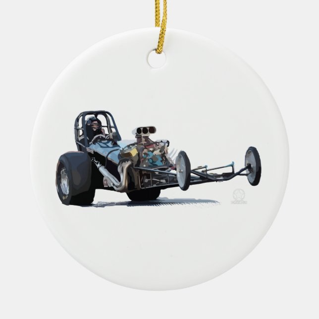 Widerstand-Laufen u. Vintages Dragsters Keramikornament (Vorne)