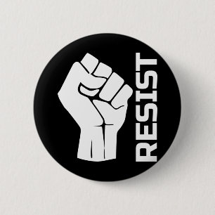 Widerstand mit der Faust - in Weiß 0002 Button