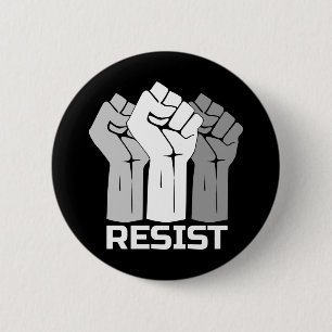 Widerstand mit Faust - in Weiß 0002 Knopf Button