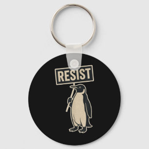 Widerstand Penguin Protest gegen Zölle Funny Graph Schlüsselanhänger