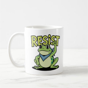 Widerstands-Frosch-Niedlich-Aktivismus-Cartoon mit Kaffeetasse