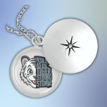 widerstandsfähig wie der Tiger | Medaillon<br><div class="desc">Einzigartiger Tiger auf einer Sterling Silver Locket Necklace mit weißem Tiger und Holzkohletext - Widerstandbar wie der Tiger,  stark wie der Sturm.</div>