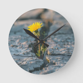 Widerstandsfähige Löwenzahn-Fels-Riss-Wanduhr Runde Wanduhr