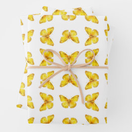 Widerstandsfähiger AF Gelber Schmetterling-Geschen Geschenkpapier Set