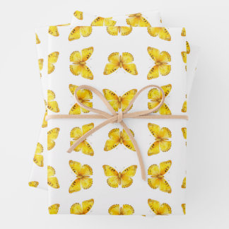 Widerstandsfähiger AF Gelber Schmetterling-Geschen Geschenkpapier Set