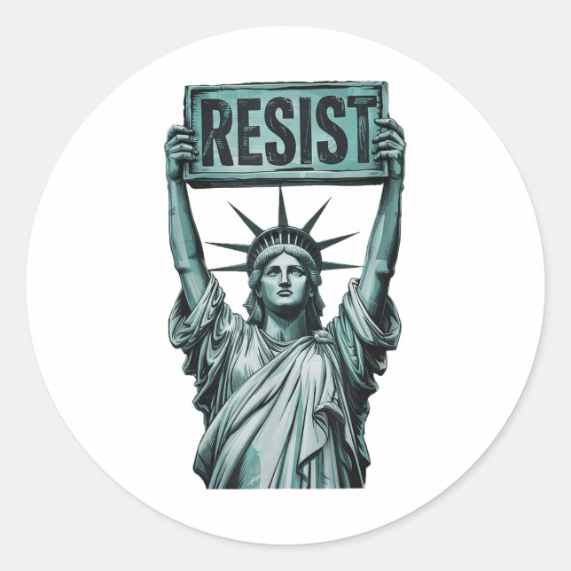 Widerstandsstatue des Liberty Protest amerikanisch Runder Aufkleber (Vorderseite)