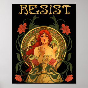 Widerstehe Art Nouveau Mucha Anti-Trump Frauen Fem Poster