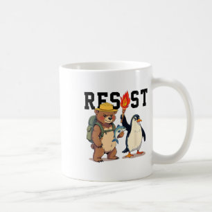 Widerstehe Bär und Pinguinen Anti Trump Kaffeetasse