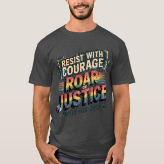 Widerstehe Brülle Vereine Aktivist Typografie Desi T-Shirt