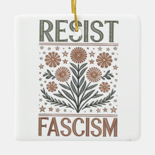 Widerstehe Faschismus Florale Transgender LGBTQ An Keramikornament