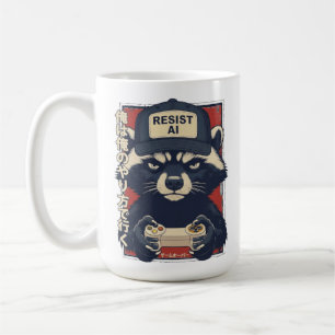 Widerstehe KI - Waschbär-Gamer-Design, widerstehe  Kaffeetasse