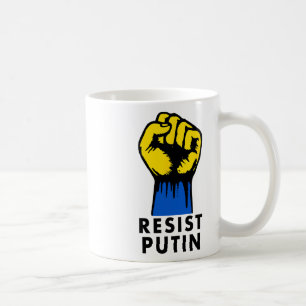 Widerstehe Putin Protest erhobene Faust Kaffeetasse