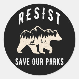 Widerstehe Rette Unsere Parks Alt US Nationalparks Runder Aufkleber