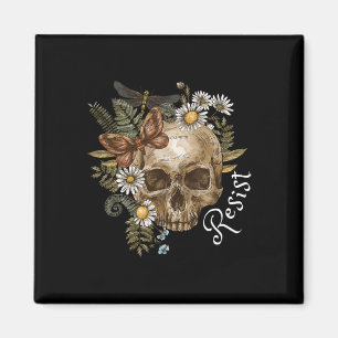 Widerstehe subtilen Anti-Trump-Totenkopf-Blumen-Bo Magnet