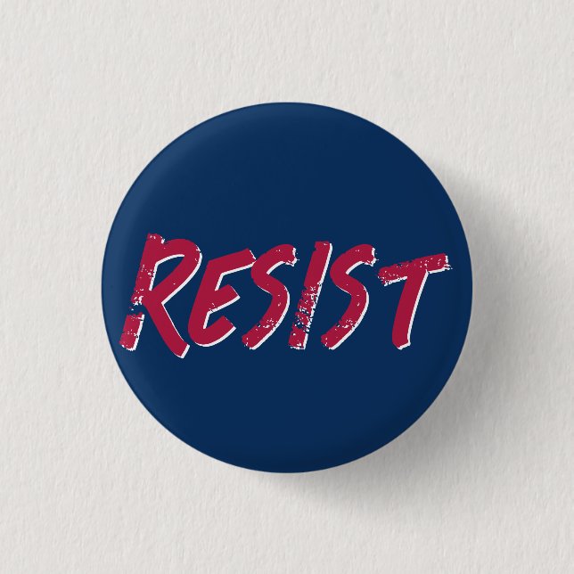 Widerstehe Widerstand Rot und Blau Flaggenfarben Button (Vorderseite)