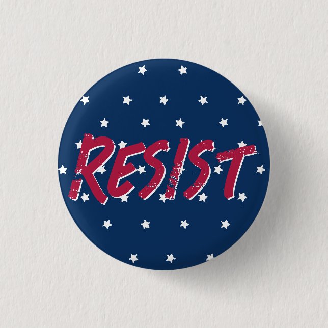 Widerstehe Widerstand Rot und Blau Sterne Flaggen  Button (Vorderseite)