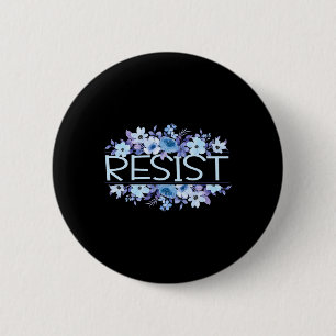 Widerstehen Florale Blumen Blau Anti Trump Button