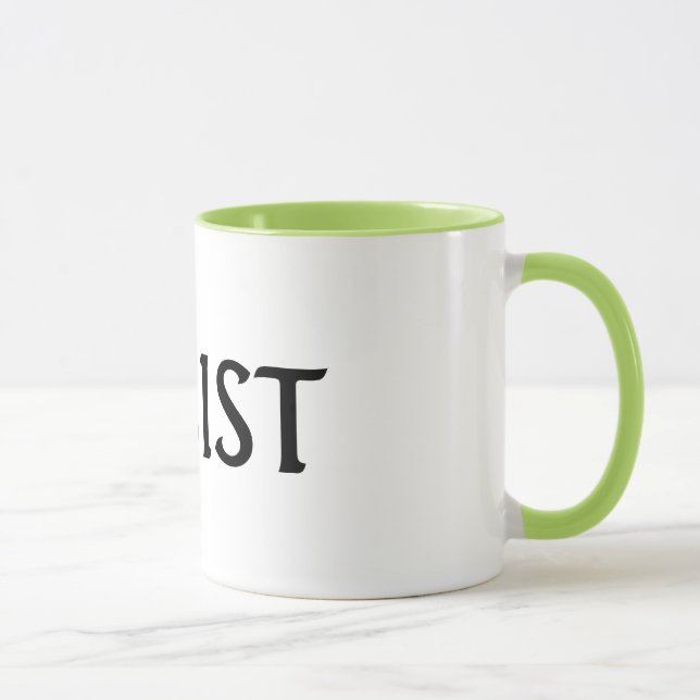 WIDERSTEHEN Sie Tassen-weißem und Limonem Grün Tasse (Rechts)