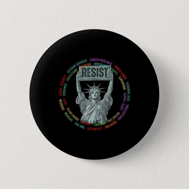 Widersteht dem Widerstand USA Statue der Freiheit  Button (Vorderseite)