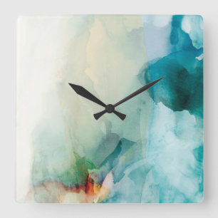 Widerwille - blaues Aquarell Quadratische Wanduhr
