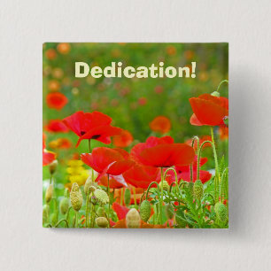 Widmungsbuttons Rote Mohnblumen Unterstützen Team Button