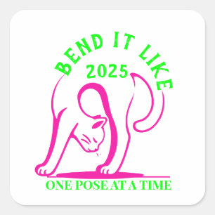 Wie 2025: Yoga Cat Fun Quadratischer Aufkleber