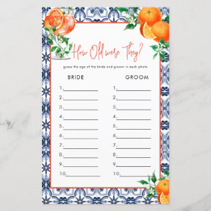 Wie alt? Aperol Spritz Brautparty Game