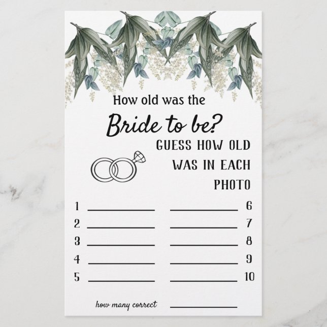 Wie alt sollte die Braut sein? Blume - Spiel Flyer (Vorne)