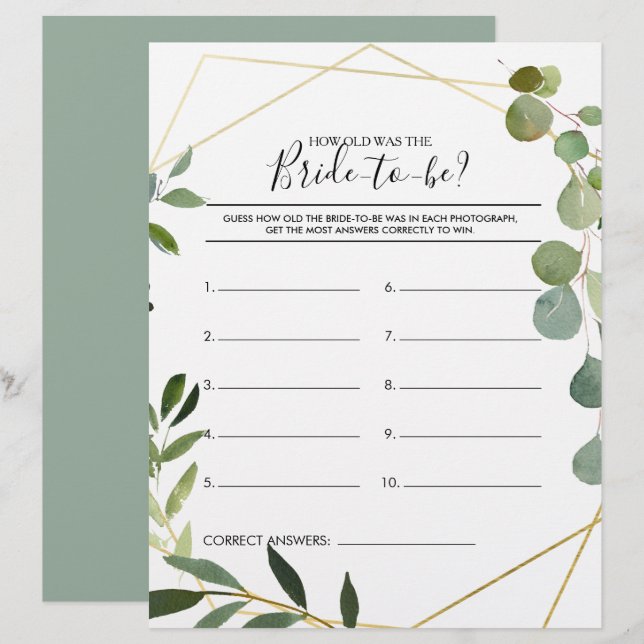 Wie alt war das Brautparty-Spiel? (Vorne/Hinten)