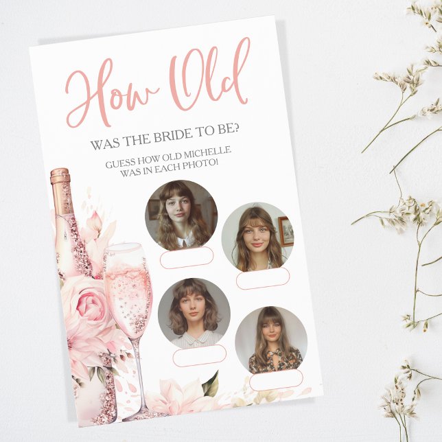Wie alt war das Bridge Brautparty Party Game Pink? (petals and prosecco bridal shower party game)