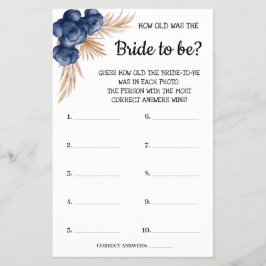 Wie alt war die Blue Flowers Shower Game Card? Flyer
