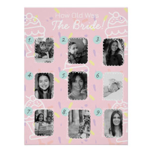 Wie alt war die Braut? Brautparty Guessing Game Poster