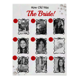 Wie alt war die Braut? Brautparty Guessing Game Poster