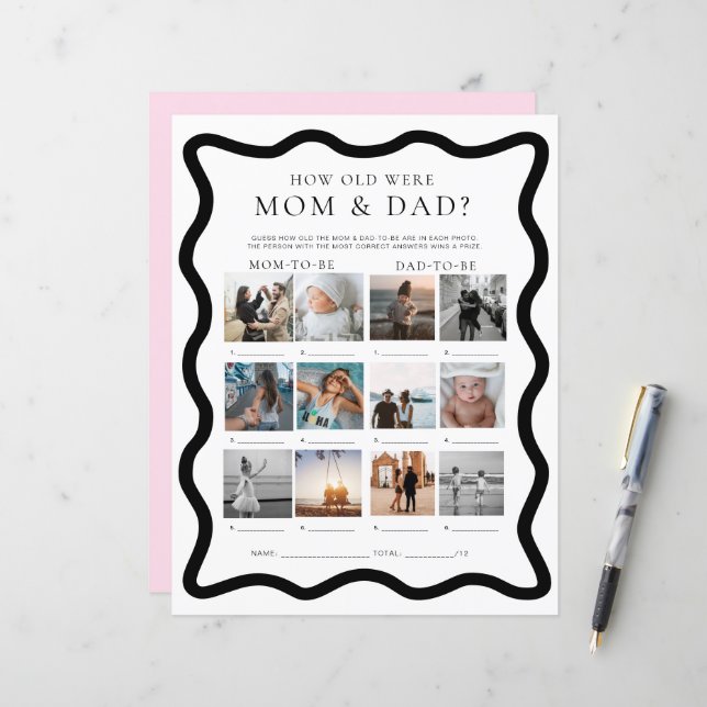 Wie alt waren Mama und Vater Foto Spiel (Vorderseite/Rückseite Beispiel)