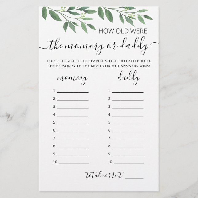 Wie alt waren sie das Baby Shooter Party Spiel? (Vorderseite)