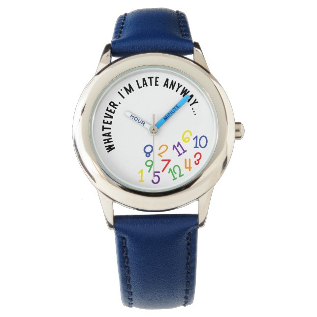 Wie auch immer, ich bin zu spät, sonniges, farbige armbanduhr (Vorderseite)