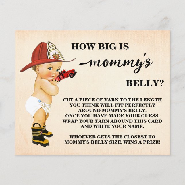 Wie Big Mommy's Bauch Firefighter Shower Game Card Flyer (Vorne)