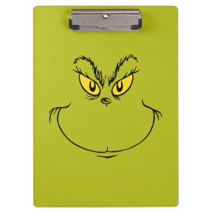 Wie der Grinch Weihnachten stahl Gesicht Klemmbrett