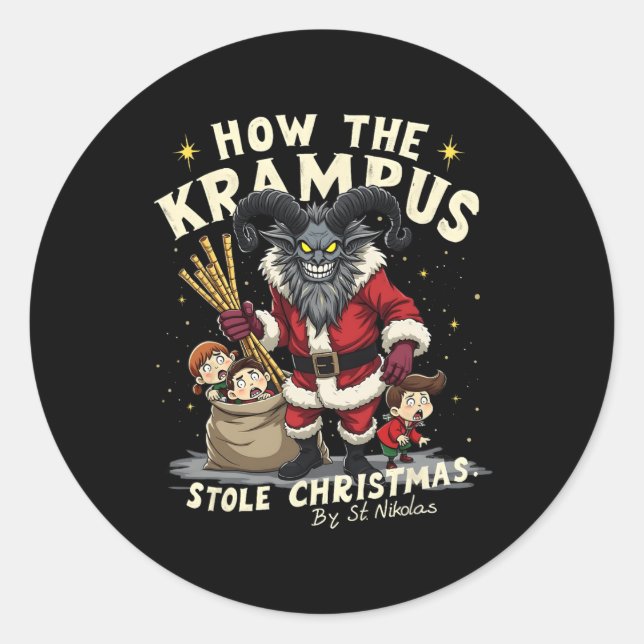 Wie der Krampus Stolz Weihnachtskrampus kommt Runder Aufkleber (Vorderseite)
